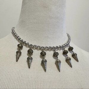 African Bead Museum Spike Choker Statement Necklace Tribal Priestess Rocker Chic